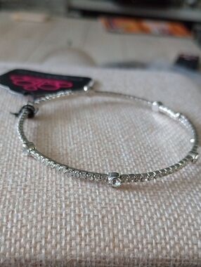 Elegant Silver Crystal Coil Bracelet - Women's Jewelry